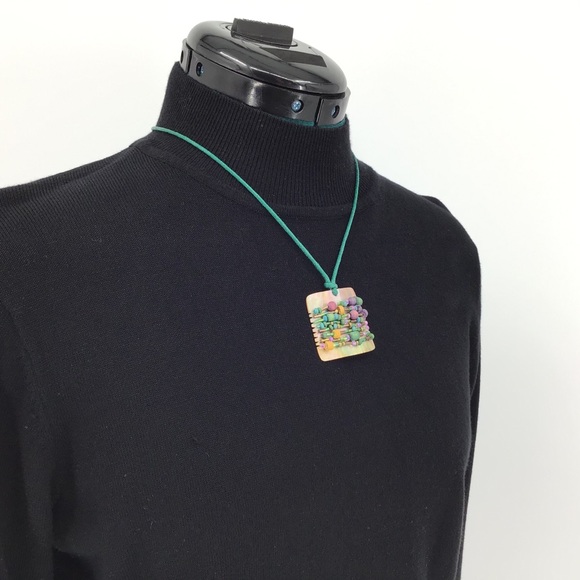 Beaded Mother-of-Pearl Fixed Pendant Necklace - Picture 5 of 16